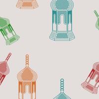 Editable Outline Style Arab Lamps Vectorized Illustration With Various Colors as Seamless Pattern for Creating Background of Islamic Occasional Theme Such as Ramadan and Eid or Arab Culture vector