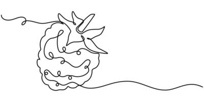 Continuous one line drawing raspberry berry fruit illustration vector