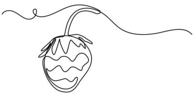 Single continuous line drawing of organic strawberry for fruit icon fresh berries vector
