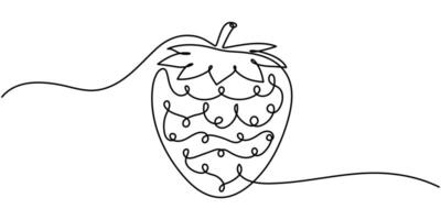 Continuous one single minimal line drawing strawberry illustration vector