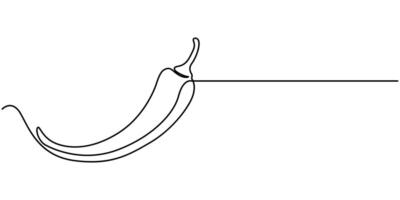 chili pepper continuous line illustration Continuous one line drawing of hot red chili pepper vector