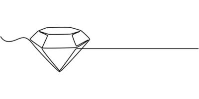 Continuous One Line Drawing of Diamond Icon Hand Drawn vector