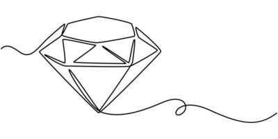 Continuous one line drawing of diamond stone one line drawing illustration of luxury diamond vector