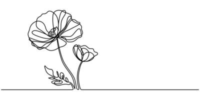 Poppy Remembrance Day or Veterans Day Continuous One Line Drawing with Editable Stroke and Copy Space vector