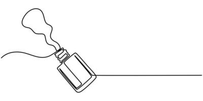 Nail varnish one line drawing on white isolated background for store banner and business card Linear art illustration vector