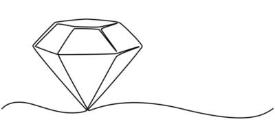 Continuous One Line Drawing of Diamond Icon Hand Drawn Symbol Illustration vector