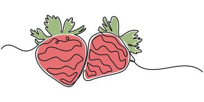 continuous line of strawberry fruit slices one line drawing of strawberry slices vector