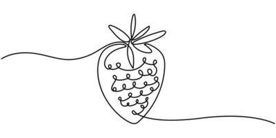 Continuous Line Drawing Of A On A Strawberry Transparent White background vector