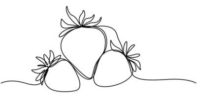 strawberry with one line style and spots continuous line drawing Strawberries vector