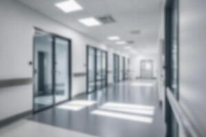 Modern Hospital Hallway With A Blurred Effect For Background Use photo