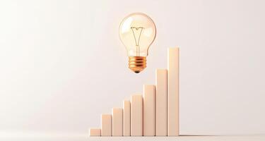 A light bulb is on top of a bar chart photo