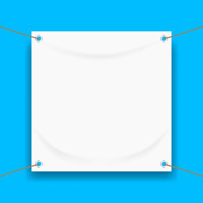 vinyl banner blank on light blue for mock up, fabric empty for banner advertising