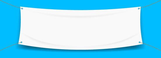 vinyl banner blank color on blue for mock up, fabric empty for banner advertising vector