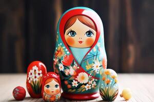 A russian doll with a flower on it and a small egg photo