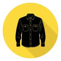 A black shirt with a long shadow on a yellow background vector