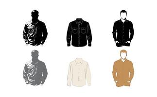 A set of different men's shirts vector