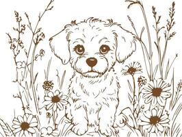 Dog with a pencil vector