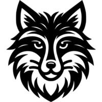 Tattoo of sly fox looks into the eyes with a piercing gaze in monochrome. Engraving minimalistic image in black ink drawing on white background vector