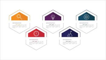 Modern hexagon shape infographic with 5 step icons vector