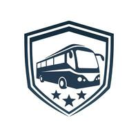 Logo design modern bus icon shield emblem. vector