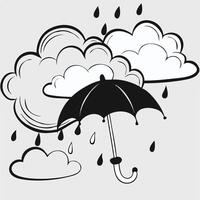 Minimalist rain sketch Open umbrella line art. vector