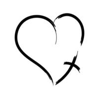 a heart with a cross drawn on it vector