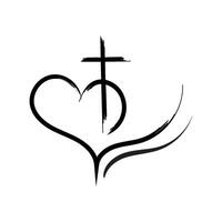 a cross and heart in the shape of a cross vector