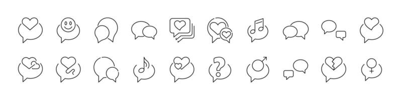Bundle of Line Icons of Speech Bubbles. Minimalistic Linear Pictogram for Web and Graphic Design, Apps, Banners, Social Network and Cards vector