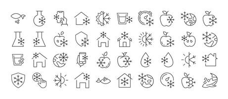 Items by Snowflakes Thin Line Icon Set. Outline Signs for Graphic and Web Design, Apps, Adverts, Various Cards vector