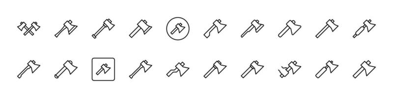 Axe Line Icon Set. Minimalistic Linear Pictogram for Web and Graphic Design, Apps, Banners, Social Network and Cards vector