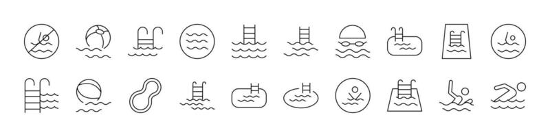 Simple Linear Icon of Swimming Pool. Minimalistic Linear Pictogram for Web and Graphic Design, Apps, Banners, Social Network and Cards vector