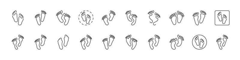 Footprints Line Icon Bundle. Outline Signs for Graphic and Web Design, Apps, Adverts, Various Cards vector