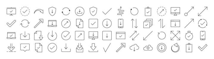 Round Arrow, Direction, Arrow Up, Arrow Down Modern Outline Style Icons for Design, Cards, Apps, Social Networks vector