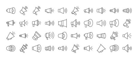 Loud Speaker Modern Outline Style Icons for Design, Cards, Apps, Social Networks vector