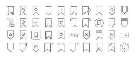Bookmark Outline Web Line Icons Collection. Minimalistic Linear Pictogram for Web and Graphic Design, Apps, Banners, Social Network and Cards vector
