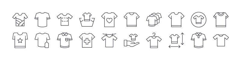 t camisas sencillo aislado línea íconos recopilación. editable ataque. Perfecto para web sitios, libros, tarjetas, aplicaciones vector