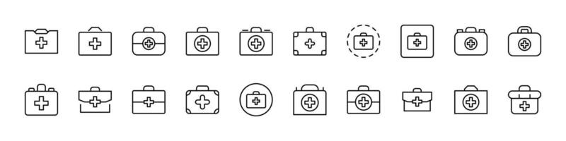 Medical Suitcase Simple Isolated Line Icons Collection. Editable Stroke. Perfect for Web Sites, Books, Cards, Apps vector