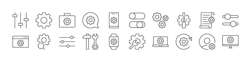 Settings Icon Set for UI, Placards, Books, Apps. Editable Stroke. Perfect for Web Sites, Books, Cards, Apps vector