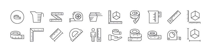 Measure Tape Thin Icons Collection. Editable Stroke. Perfect for Web Sites, Books, Cards, Apps vector