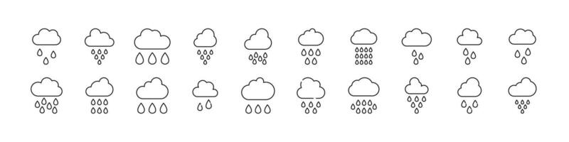 Rain Thin Line Icon Set. Outline Signs for Graphic and Web Design, Apps, Adverts, Various Cards vector