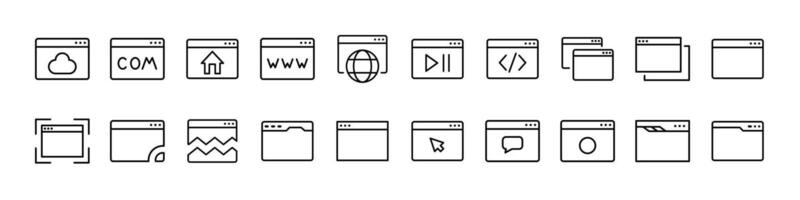 Web Page Thin Line Icon Set. Outline Signs for Graphic and Web Design, Apps, Adverts, Various Cards vector