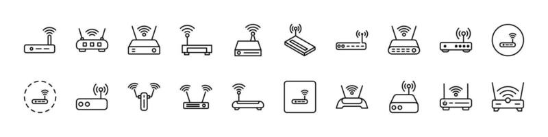 Wi Fi Router Simple Isolated Line Icons Collection. Editable Stroke. Perfect for Web Sites, Books, Cards, App vector