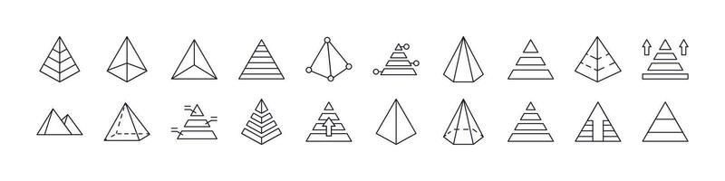 Pyramid Collection of Thin Icons. Editable Stroke. Perfect for Web Sites, Books, Cards, Apps vector