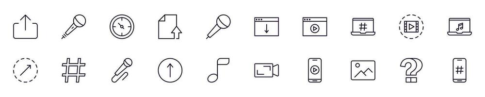 Set of outline symbols of essential signs for interface. Line icon perfect for web sites, newspapers, articles, book vector