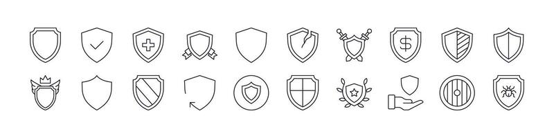 Shield Simple Isolated Line Icons Collection. Editable Stroke. Perfect for Web Sites, Books, Cards, Apps vector
