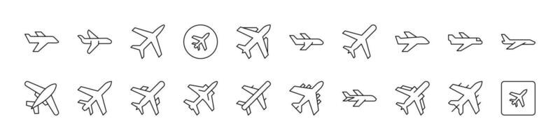 Aviation Thin Line Icon Set. Plane Outline Signs for Graphic and Web Design, Apps, Adverts, Various Cards vector
