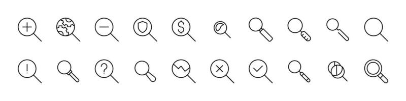 Simple Linear Icon of Magnifying Glass. Minimalistic Linear Pictogram for Web and Graphic Design, Apps, Banners, Social Network and Cards vector