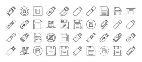 Flash Card Line Icon Collection. Outline Signs for Graphic and Web Design, Apps, Adverts, Various Cards vector