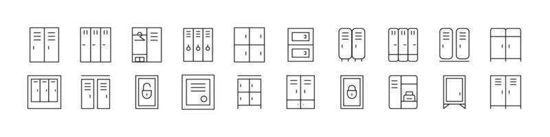 Locker Icon Set for UI, Placards, Books, Apps. Editable Stroke. Perfect for Web Sites, Books, Cards, Apps vector