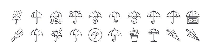 Umbrella Related Icon Set. Editable Stroke. Perfect for Web Sites, Books, Cards, Apps vector